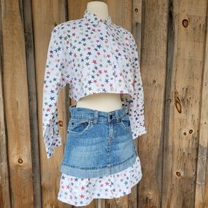 Upcycle Creation Cotton Stars Cropped & Mini Skirt
